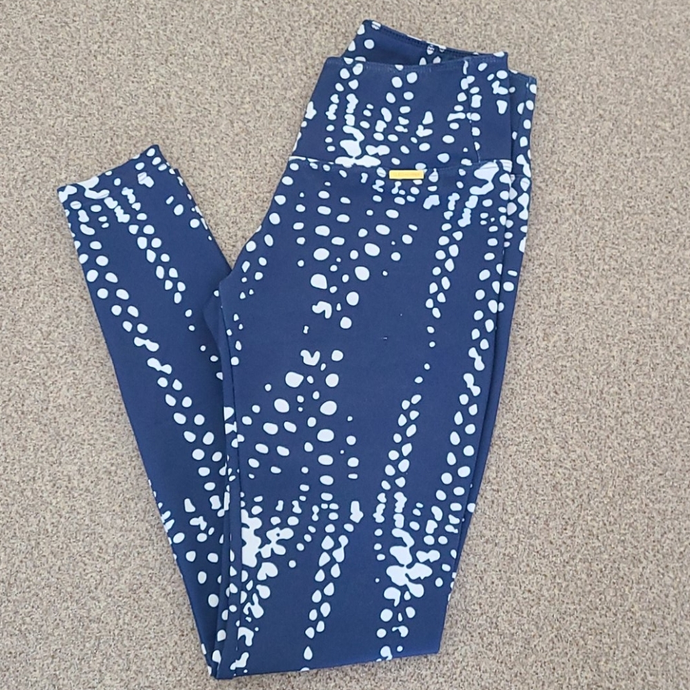 CLEO HARPER navy and white dot leggings